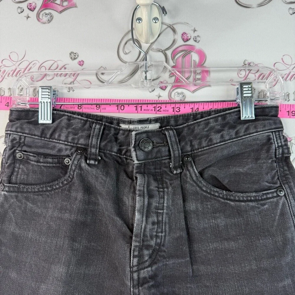 Free People shorts jeans distressed look Black Washed Denim Cutoff Shorts